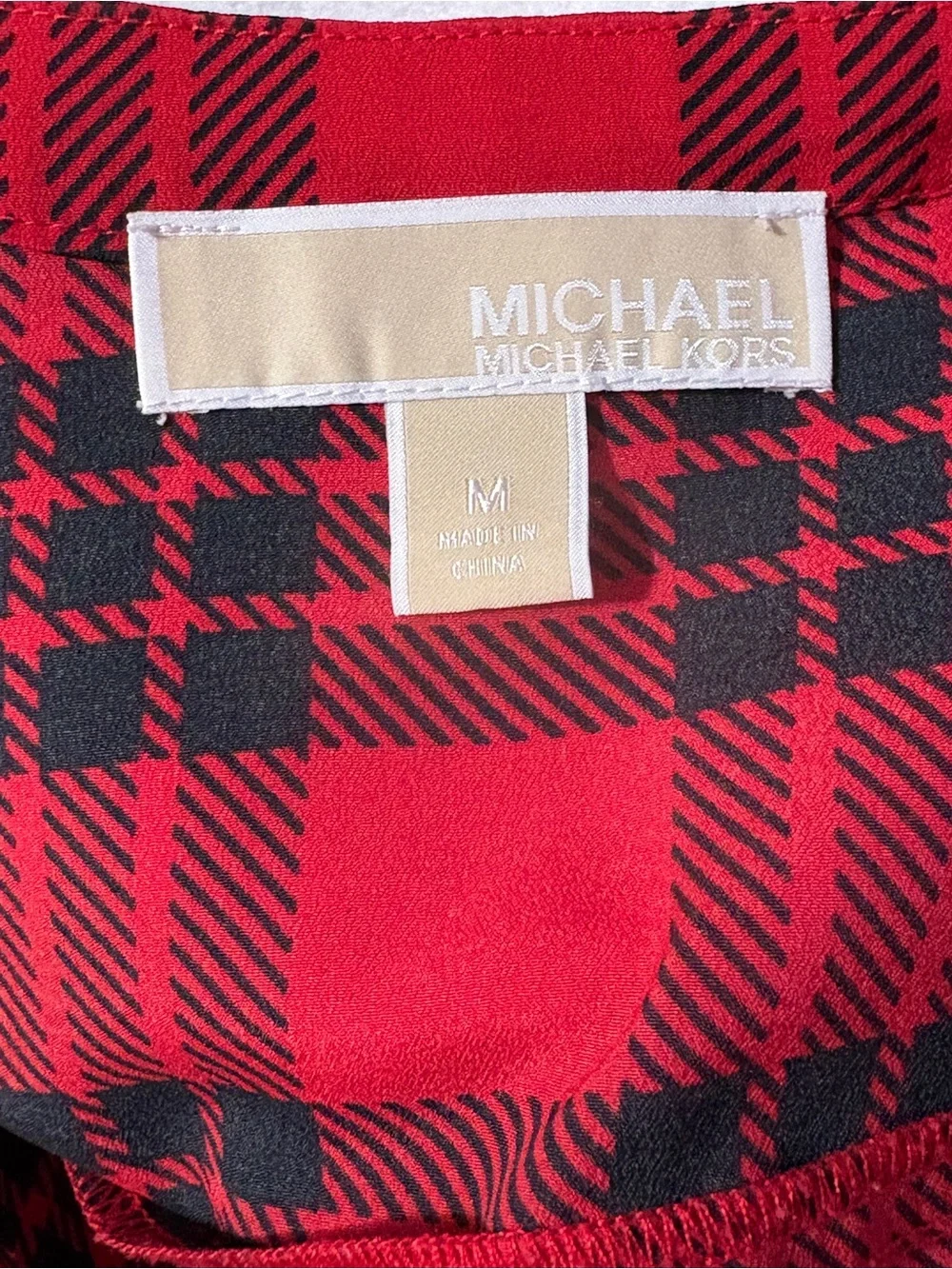 Michael Kors Red and Black Plaid Tunic